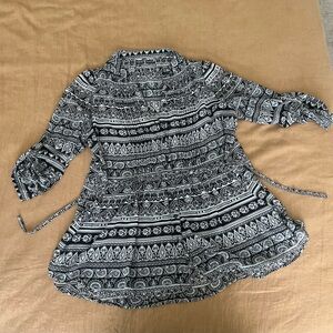 Plus size long sleeve transparent blouse